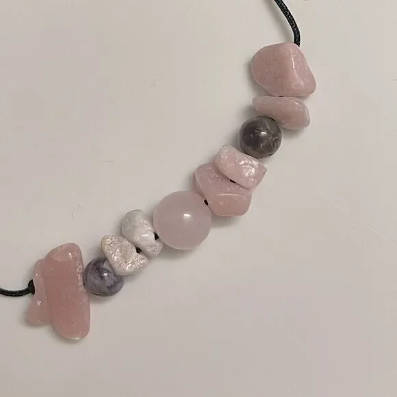 “Love Yourself” Tumbled Stone Bracelet (Rose Quartz, Amethyst, Rhodonite) - Picture 5 of 12